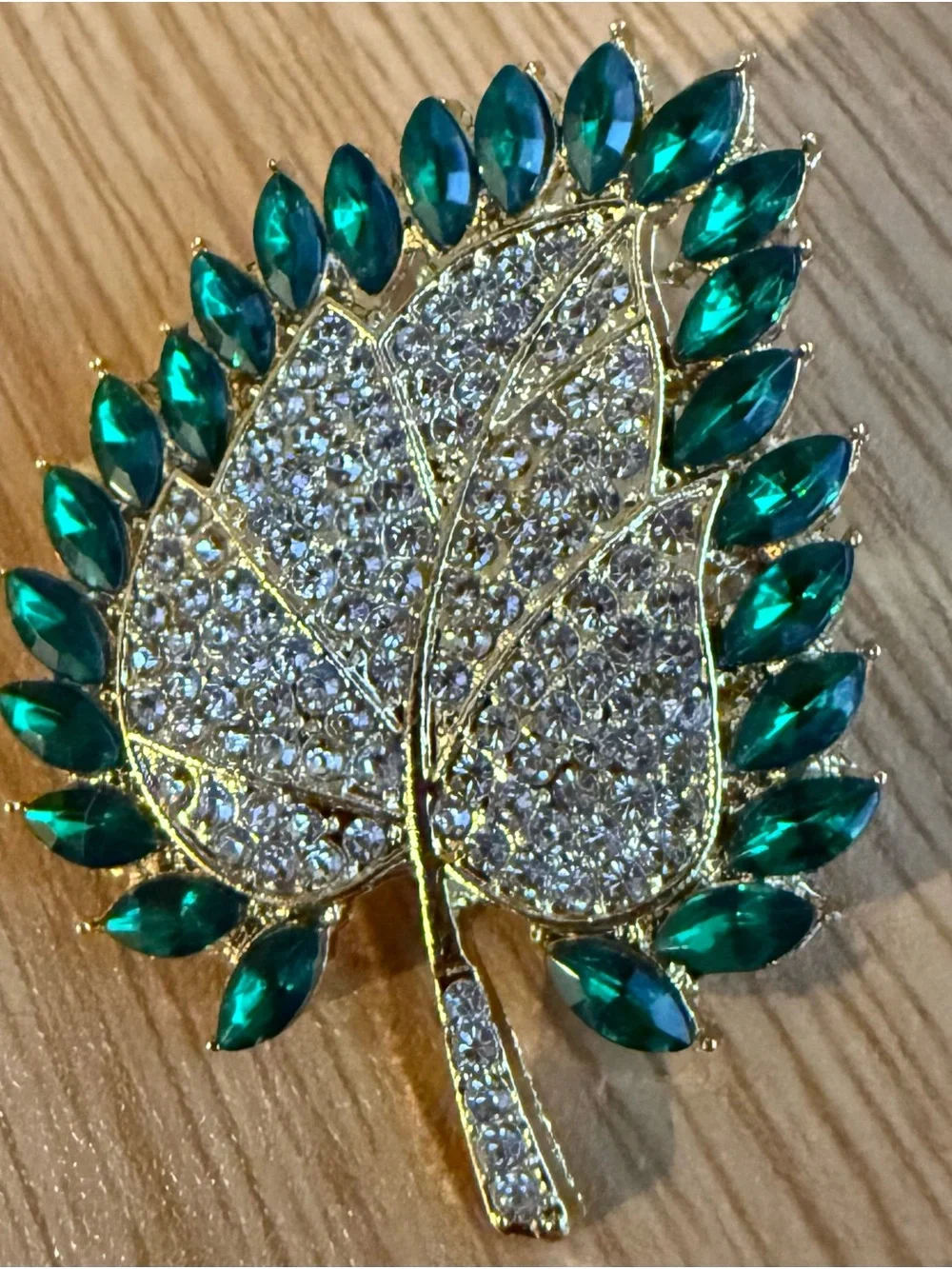 Pink Crystal Butterfly Brooch  and Leaf  Rhinestones